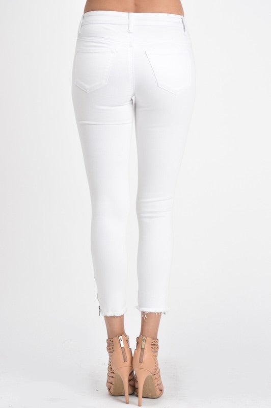 voldgrav uendelig Motivering White low rise ankle zip jeans – Aqua Shores Boutique