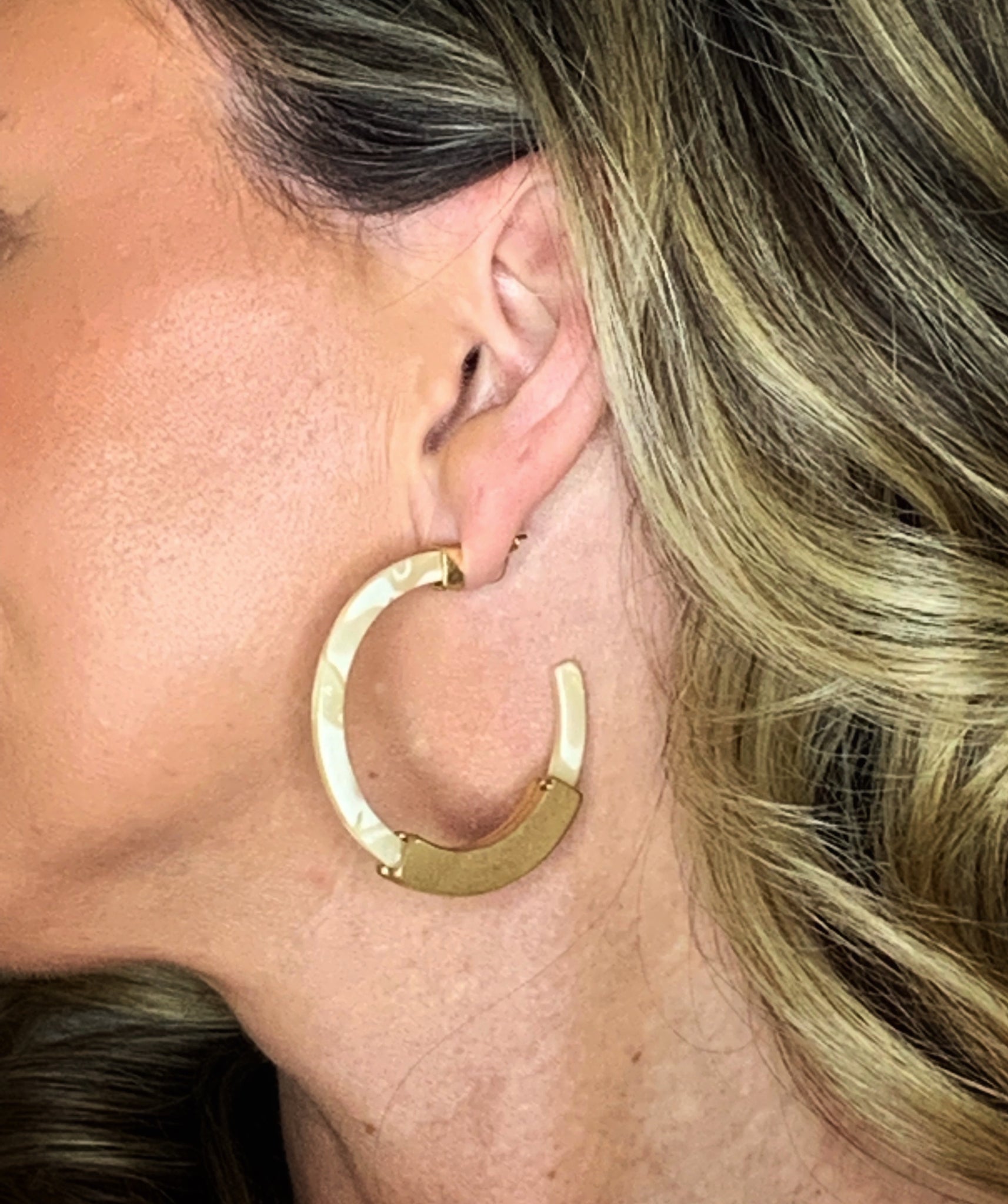 Thick matte gold sales hoop earrings